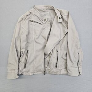 Ann Taylor LOFT Khaki Cotton Moto Jacket Size8